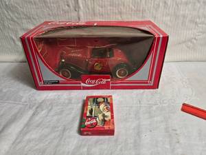 lot 213 image: Coca-Cola Collectible Set Die-Cast Ford Roadster and Playing Cards