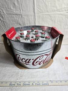 lot 214 image: Coca-Cola Party Tub with 12 Glass Bottles & Bottle Opener