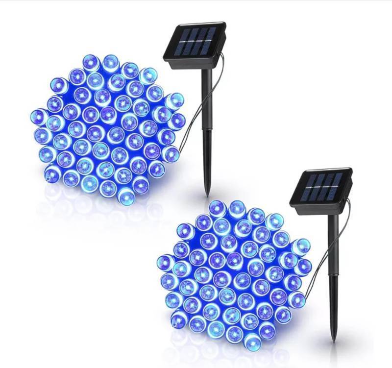 lot 940 image: Dartwood Solar String Lights - Outdoor Decorative Solar Fairy Lights for Your House, Yard, or Garden (2 Pack, Blue)