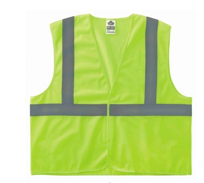 lot 834 image: NEW Ergodyne GloWear 8205HL Mesh Hi-Vis Safety Vest - Type R, Class 2, Hook  Loop, No Pockets - LIME - SM