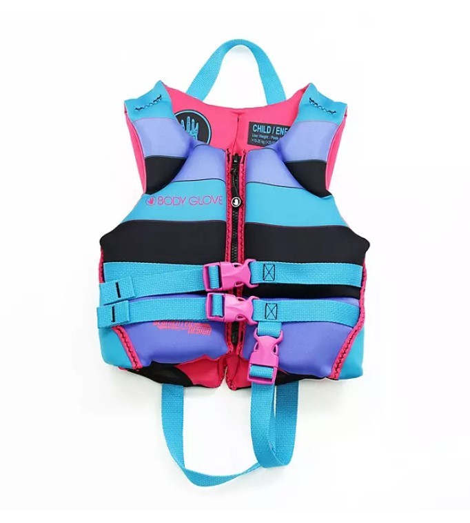 lot 228 image: NEW Body Glove Child PFD - U.S. Coast Guard-Approved One Size, 33-55 lbs - GIRLS