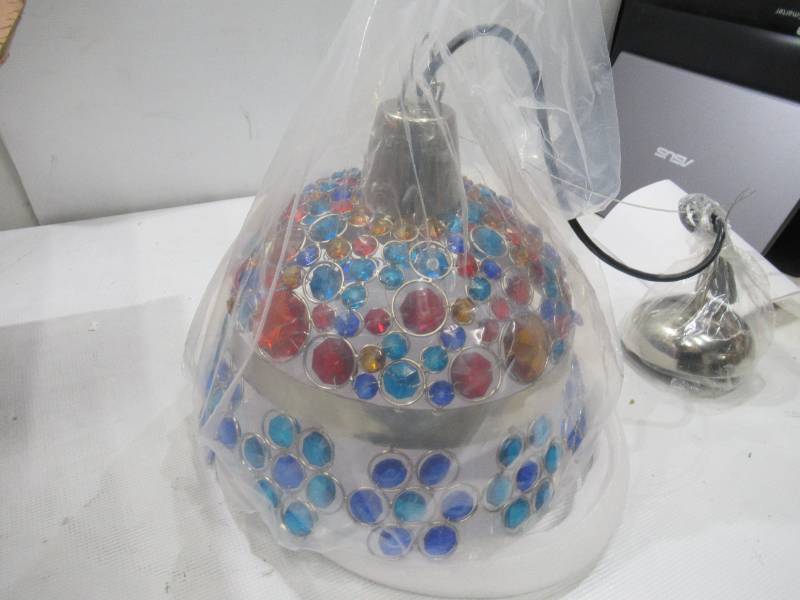 lot 306 image: NEW River of Goods 11534 Hanging Colored Light Fixture Chandelier