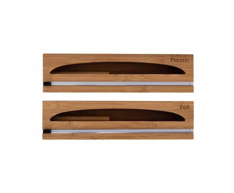 lot 347 image: Seville Classics Bamboo Food Wrap Dispenser 2-piece Set