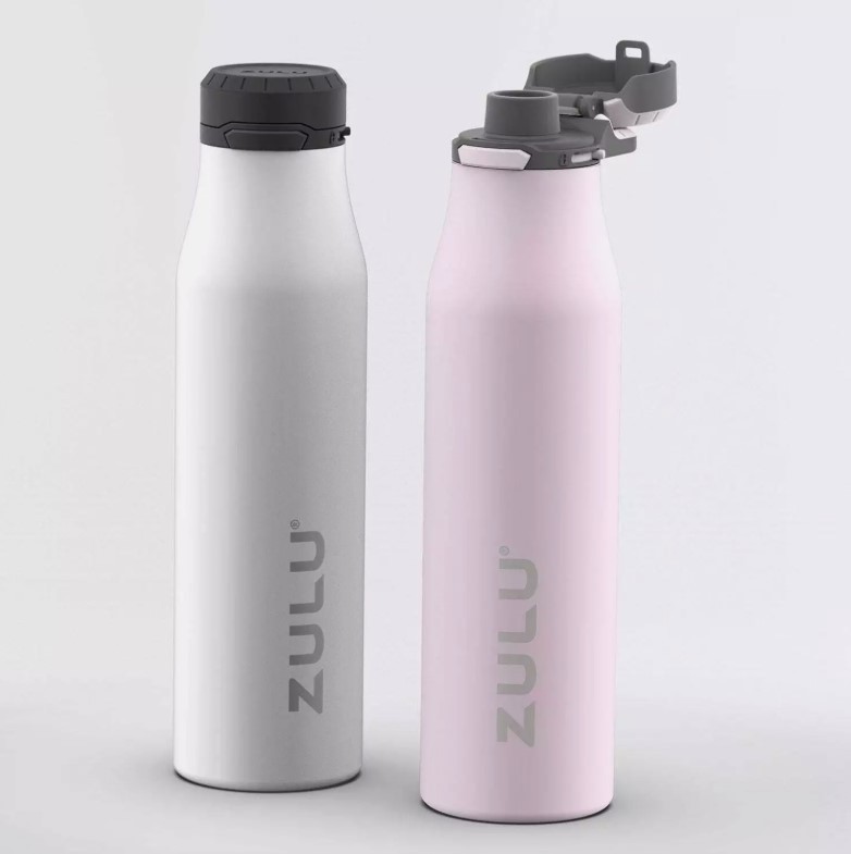 lot 321 image: NEW ZULU 26 oz. Stainless Insulated Water Bottle, 2 Pack ( PinkWhite )