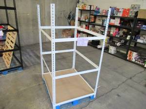 lot 108 image: Adjustable White Metal Frame Built to Fit Onto Pallets - Perfect for Projects