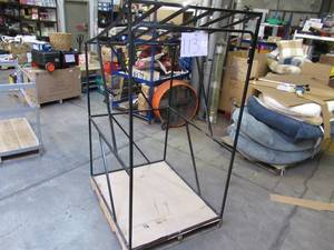 lot 113 image: Welded Black Metal Frame Built to Fit Onto Pallets with Angled Roof - Perfect for Projects