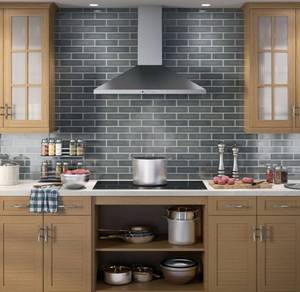 lot 159 image: GE JVW5301 Wall-Mount Pyramid Chimney 30 Inch Stainless Steel Range Hood with Dual Halogen Cooktop Lighting