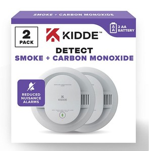 lot 354 image: Kidde Smoke & Carbon Monoxide Detector, AA Battery Powered, LED Warning Lights, 2 pack