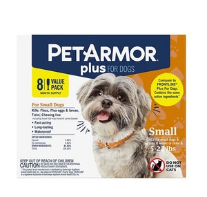 lot 367 image: NEW PetArmor Plus Topical Flea and Tick Prevention for Dogs, 8-Month Supply, Small Dogs 5-22 lbs.
