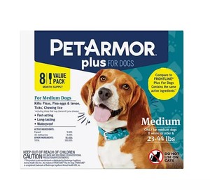 lot 370 image: NEW PetArmor Plus Topical Flea and Tick Prevention for Dogs, 8-Month Supply, Medium 23-44 lbs