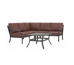 NEW Living Accents Wilshire Black Steel Deep Seating Sectional with Table Brown