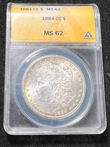 1884-CC US MORGAN SILVER DOLLAR ANACS MS62