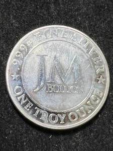 lot 23 image: 1 TROY OZ .999 FINE SILVER JM BULLION ROUND