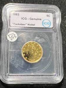 lot 30 image: 1883 US RACKETEER NICKEL ICG GENUINE