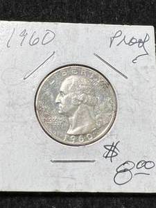 lot 32 image: 1960 PROOF US WASHINGTON QUARTER
