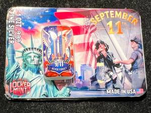 lot 35 image: 1 TROY OZ .999 FINE SILVER 911 BAR IN CASE