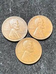 lot 41 image: 3 US WHEAT CENTS 1938P-D-S