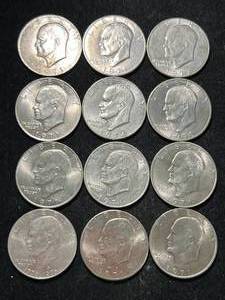 lot 45 image: GROUP OF 12 US EISENHOWER DOLLARS