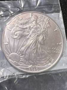 lot 49 image: 2020 AMERICAN SILVER EAGLE 1 TROY OZ .999 FINE SILVER