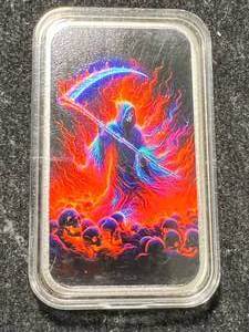 lot 51 image: 1 TROY OZ .999 FINE SILVER BAR IN COLOR
