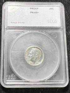 lot 56 image: 1958 PROOF US ROOSEVELT DIME SEGS PR68