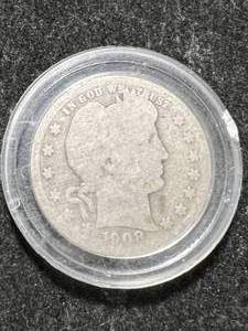 lot 71 image: 1908-O US BARBER HALF DOLLAR IN AIRTITE