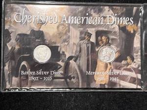 lot 86 image: CHERISHED AMERICAN DIMES 2 COIN SET