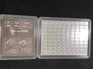lot 89 image: 100 GRAMS .999 FINE SILVER VALCAMBI SUISSE BAR