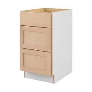 lot 6 image: Hampton Bay 18 in. W x 24 in. D x 34.5 in. H Ready to Assemble Drawer Base Kitchen Cabinet in Unfinished with CLICKREADY Technology    Customer Returns See Pictures