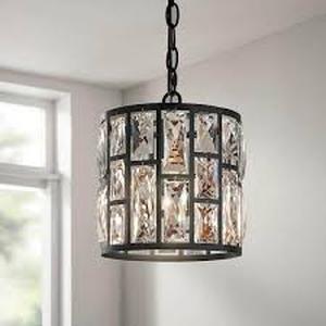 Home Decorators Collection Kristella 1-Light Black Crystal Pendant Light    Customer Returns See Pictures