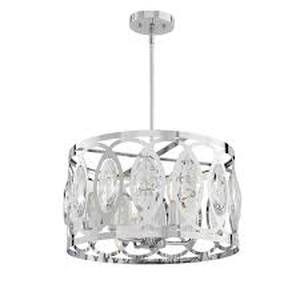 Home Decorators Collection Westchester 4-Light Polished Chrome Round Drum Pendant Light   Customer Returns See Pictures