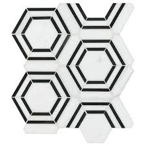 lot 38 image: 5 Boxes of MSI Georama Nero 13 in. x 11 in. x 10 mm Polished Marble Mosaic Tile (9.9 sq. ft.  case)  Customer Returns See Pictures