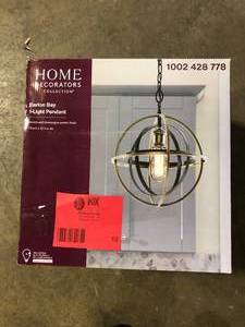 lot 10 image: Home Decorators Collection Barton Bay 1-Light Bronze and Champagne Pewter Orb Mini Pendant Hangling Light  Customer Returns See Pictures