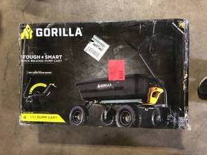lot 40 image: GORILLA CARTS 4 cu. ft. Patented Poly Dumping Garden Cart, 600 lbs. Capacity, 35 in. x 22 in. x 8 in. Bed, 10 in. Pneumatic Tires   Customer Returns See Pictures