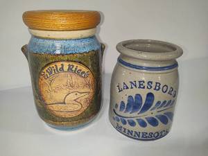 lot 80 image: Lanesboro & Wild Rice Pottery Canisters