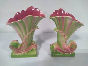 Hollywood Ceramics Cornucopia Vases