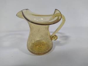 lot 60 image: Amber Gold Crackle Flare Pitcher
