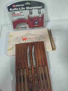 lot 100 image: Steak Knives & Sharpener