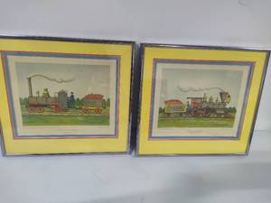 lot 137 image: E. Melvin Bolstad Framed Train Art