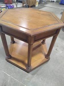 lot 143 image: Vintage Hexagon Wood Side Table