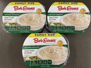 lot 18 image: J - Set of 3 Bob Evans Family Size Mashed Potatoes with Sour Cream & Chives