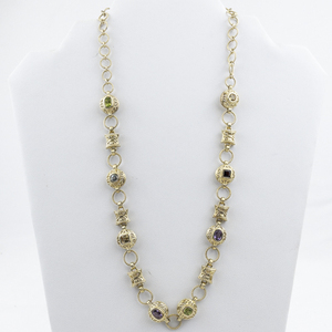 lot 276 image: Etruscan Style Multi-Gemstone Vermeil (Sterling Silver) Necklace.