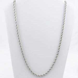 lot 277 image: Mens 24 4mm Heavy Rope Sterling Silver Necklace.