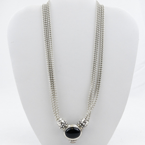 lot 278 image: Esposito  Black Onyx & Amber Sterling Silver Multi-Strand Snap Necklace.