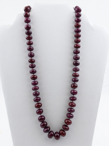 lot 284 image: Polished Natural Ruby Gold Filled Bead Necklace. New Old Stock -Estimated Replacement Value $500