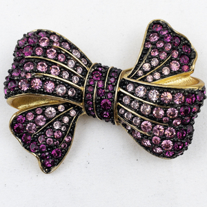 lot 293 image: Joan Rivers Midnight Garden PinkPurple Crystal Gold Tone Base Metal Brooch .