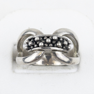 lot 303 image: Michael Dawkins Beaded Knotted Starry Night Sterling Silver Ring. Size 7.75 - 8.