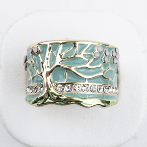 lot 315 image: Tree Of Life Gold Tone Base Metal Statement Band. Size 8 - 8.25.