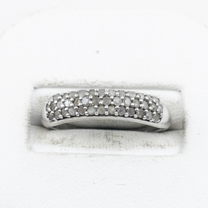 lot 322 image: Shreeji Jewelry Designs  Natural Diamond Cluster Sterling Silver Band. Size 6.75 - 7.