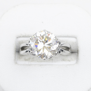 lot 325 image: Bangkok Ratnaraj Jewelers Large CZ Solitaire Sterling Silver Engagement Style Ring. Size 6 - 6.25.
